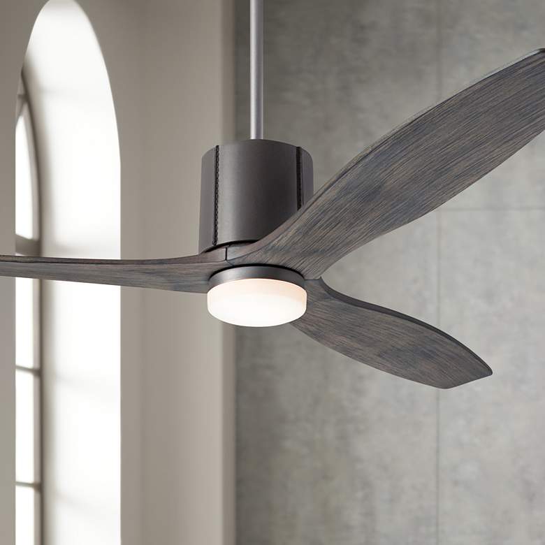 Image 1 54" Modern Fan LeatherLuxe DC Graphite Graywash LED Fan with Remote