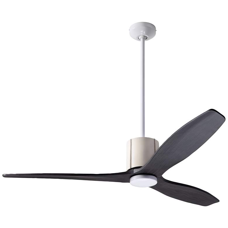 Image 5 54 inch Modern Fan LeatherLuxe DC White Ebony Ceiling Fan with Remote more views