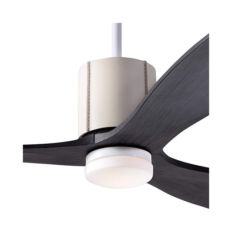 Image 3 54" Modern Fan LeatherLuxe Gloss White Ebony LED Fan with Remote more views