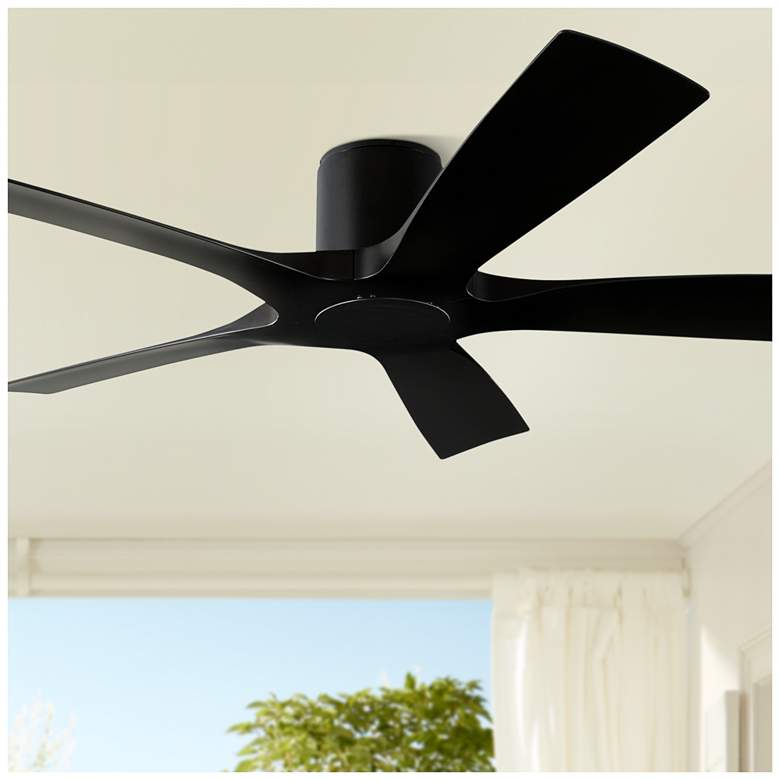 Image 1 54" Modern Forms Aviator 5 Flush Black Smart Ceiling Fan