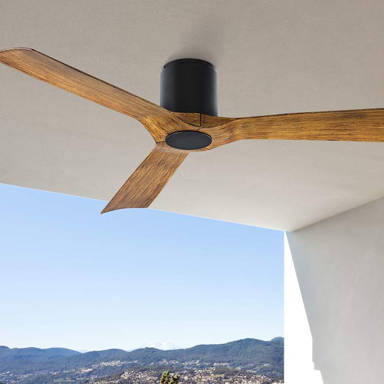 Image 1 54" Modern Forms Aviator Matte Black Outdoor Hugger Smart Ceiling Fan