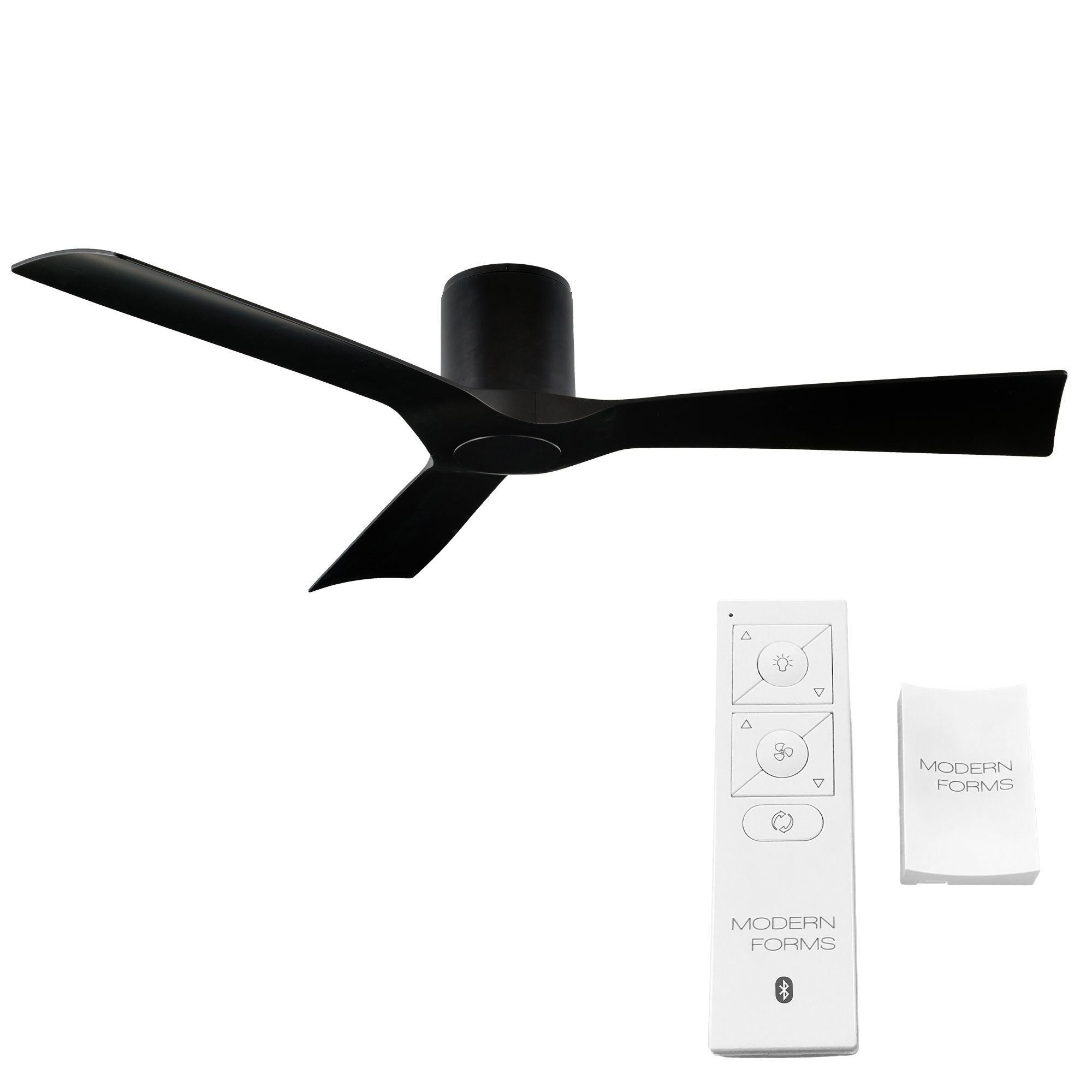54" Modern Forms Aviator Wet Rated Matte Black Hugger Smart Fan