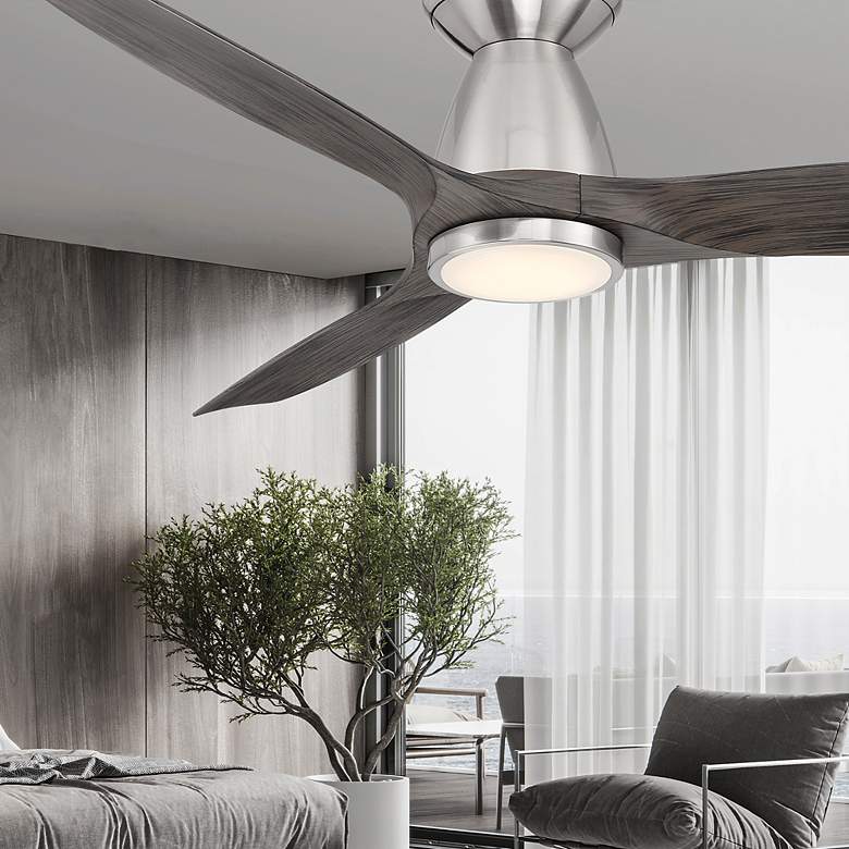 Image 6 54" Modern Forms Skylark Brushed Nickel 3-Blade Hugger Smart Fan more views