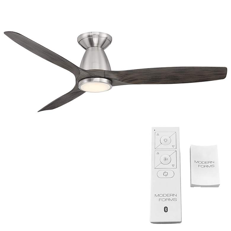 Image 7 54" Modern Forms Skylark Brushed Nickel 3-Blade Hugger Smart Fan more views