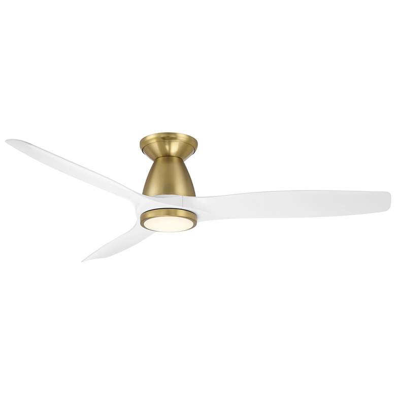 Image 1 54" Modern Forms Skylark Soft Brass Wet 3500K LED Smart Hugger Fan
