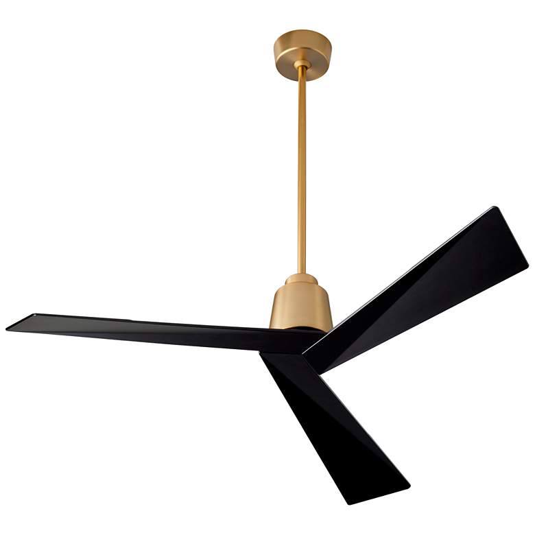 Image 1 54" Oxygen Dynamo Brass and Black Damp Ceiling Fan with Wall Control