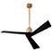 54" Oxygen Dynamo Brass and Black Damp Ceiling Fan with Wall Control