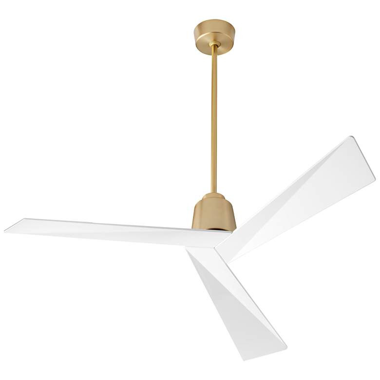 Image 1 54" Oxygen Dynamo Brass and White Damp Ceiling Fan with Remote Control