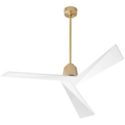 54" Oxygen Dynamo Brass and White Damp Ceiling Fan with Remote Control