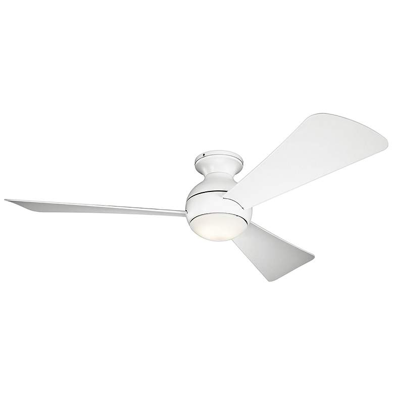 Image 2 54" Sola Matte White Wet Rated LED Hugger Fan with Wall Control