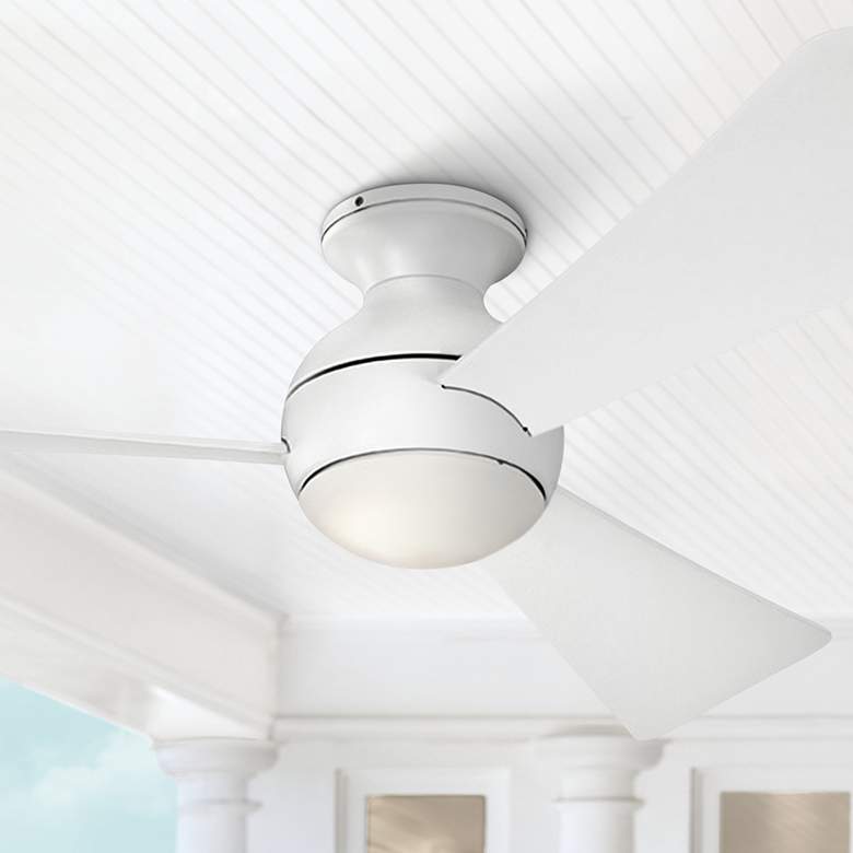 Image 1 54" Sola Matte White Wet Rated LED Hugger Fan with Wall Control