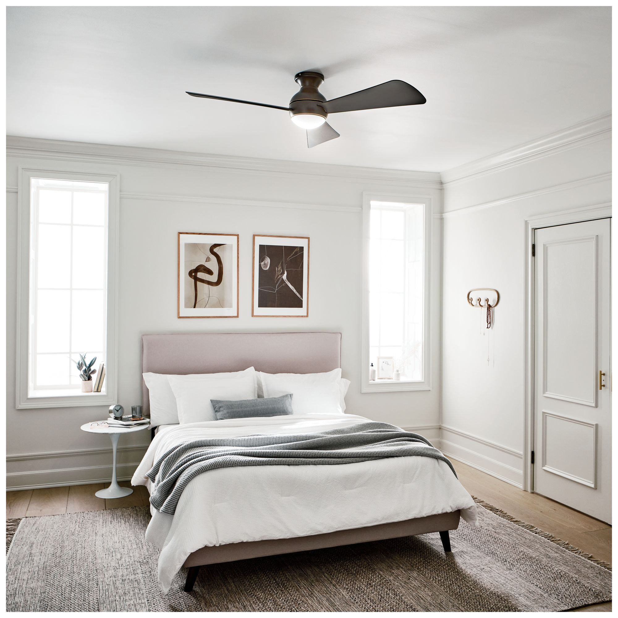 Image 6 54" Sola Olde Bronze Wet LED Hugger Ceiling Fan with Wall Control more views