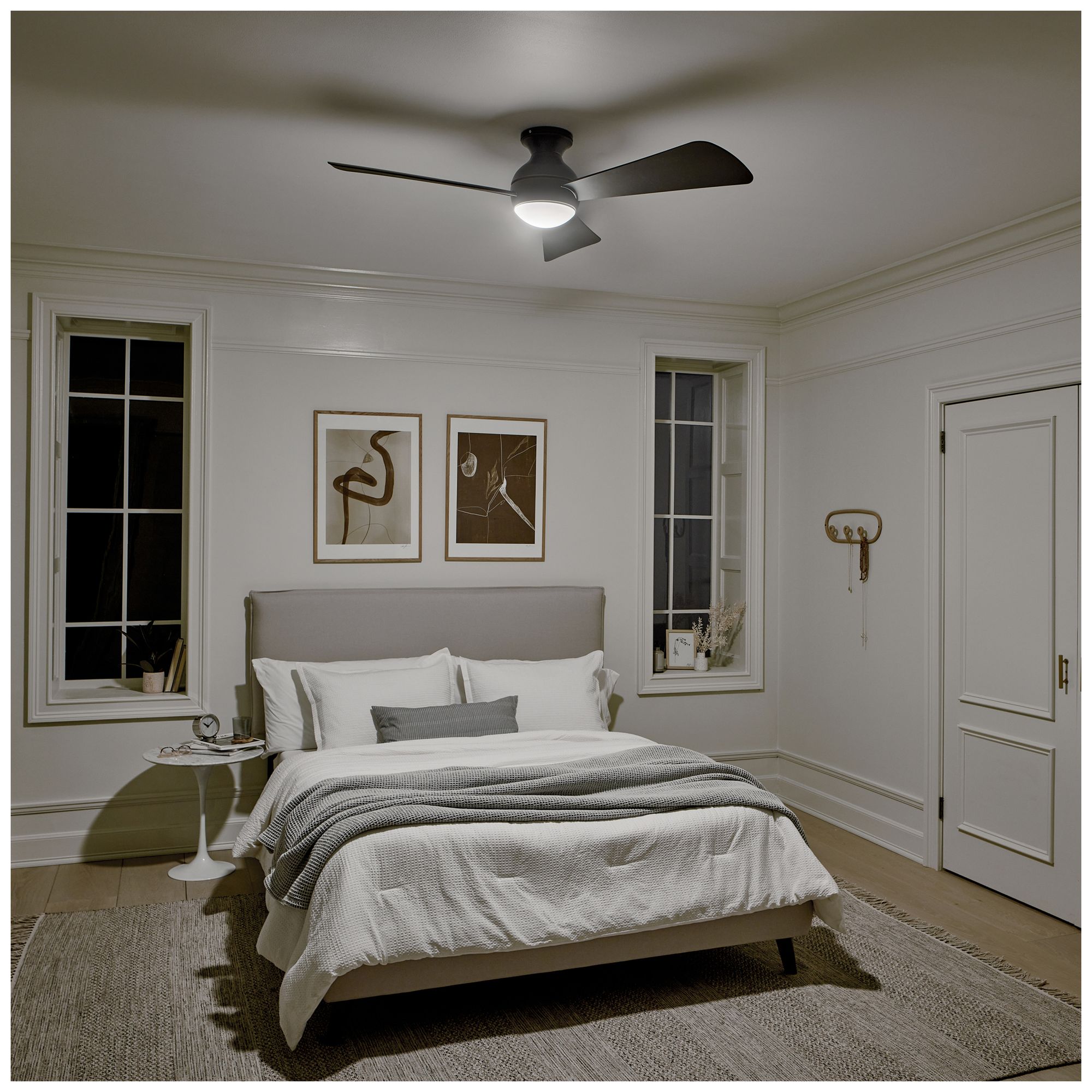 Image 7 54" Sola Olde Bronze Wet LED Hugger Ceiling Fan with Wall Control more views