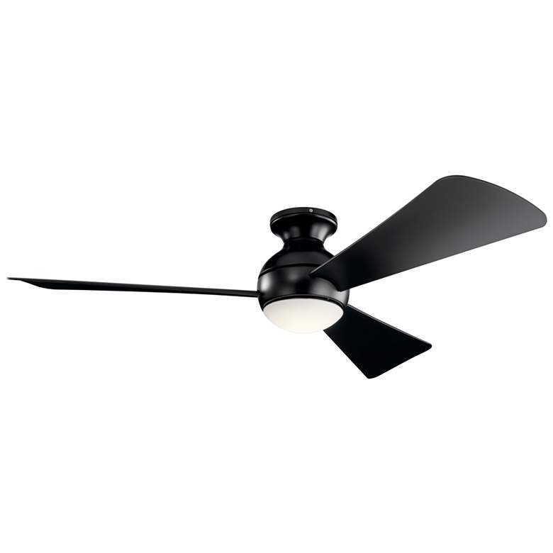 Image 1 54" Sola Satin Black Wet Rated LED Hugger Fan with Wall Control