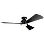 54" Sola Satin Black Wet Rated LED Hugger Fan with Wall Control