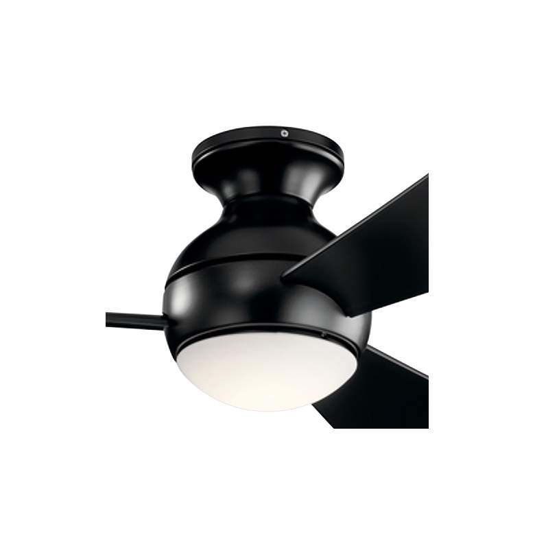 Image 2 54" Sola Satin Black Wet Rated LED Hugger Fan with Wall Control more views