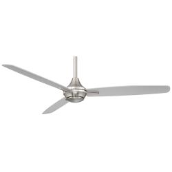 54&quot; WAC Blitzen Brushed Nickel Damp Smart Ceiling Fan with Remote