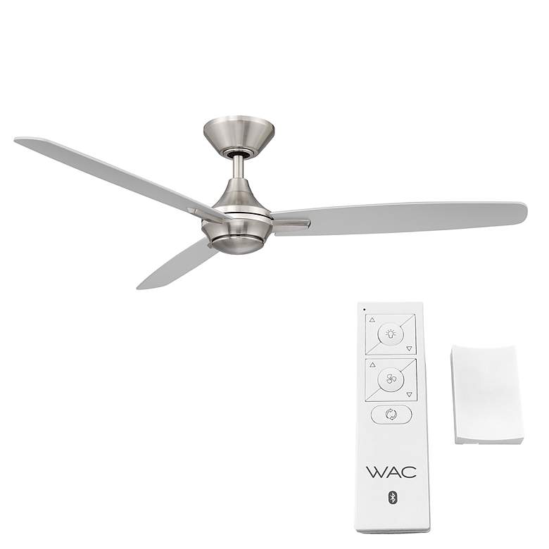 Image 3 54" WAC Blitzen Brushed Nickel Damp Smart Ceiling Fan with Remote more views