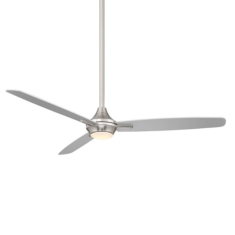 Image 1 54" WAC Blitzen Brushed Nickel LED Damp Smart Ceiling Fan with Remote