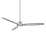 54" WAC Blitzen Brushed Nickel LED Damp Smart Ceiling Fan with Remote