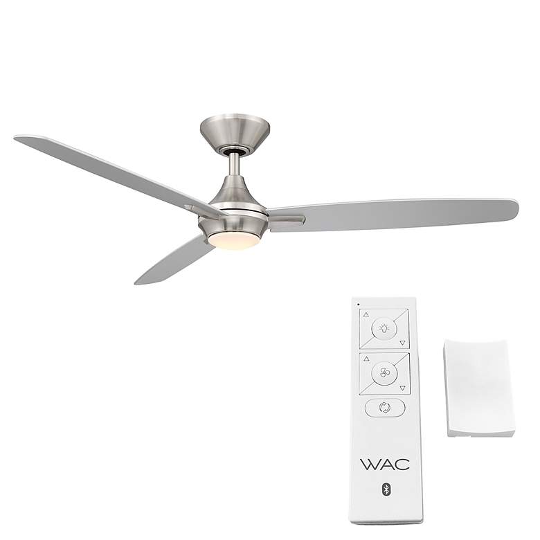 Image 6 54" WAC Blitzen Brushed Nickel LED Damp Smart Ceiling Fan with Remote more views