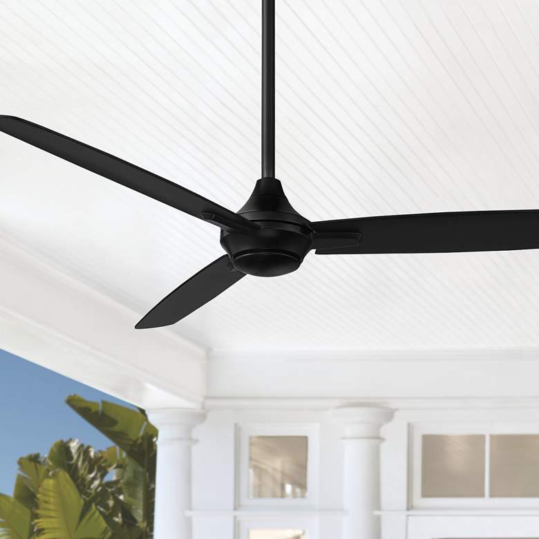 Image 1 54" WAC Blitzen Matte Black Damp Smart Ceiling Fan with Remote