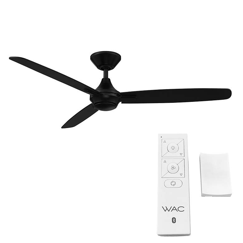 Image 7 54" WAC Blitzen Matte Black Damp Smart Ceiling Fan with Remote more views