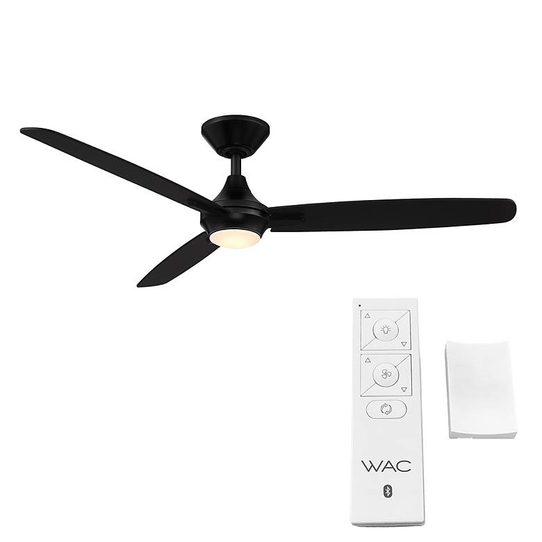 Image 3 54" WAC Blitzen Matte Black Damp Smart LED Ceiling Fan with Remote more views