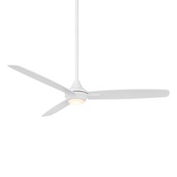 54&quot; WAC Blitzen Matte White LED Damp Smart Ceiling Fan with Remote