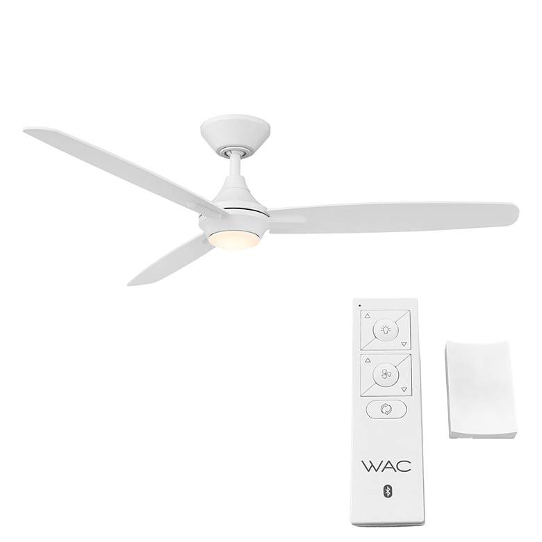 Image 5 54" WAC Blitzen Matte White LED Damp Smart Ceiling Fan with Remote more views