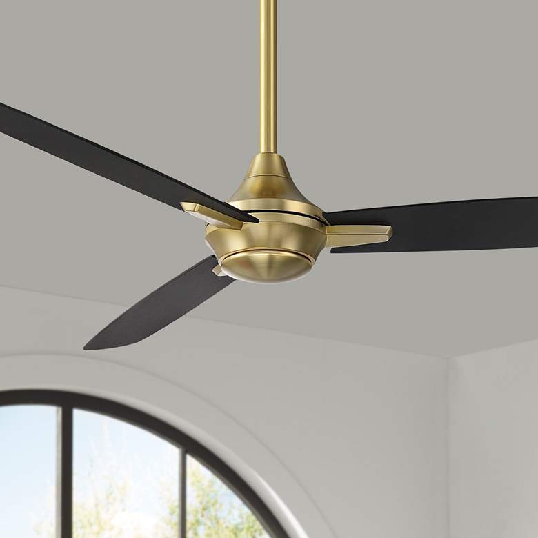 Image 1 54" WAC Blitzen Soft Brass Damp Smart Ceiling Fan with Remote