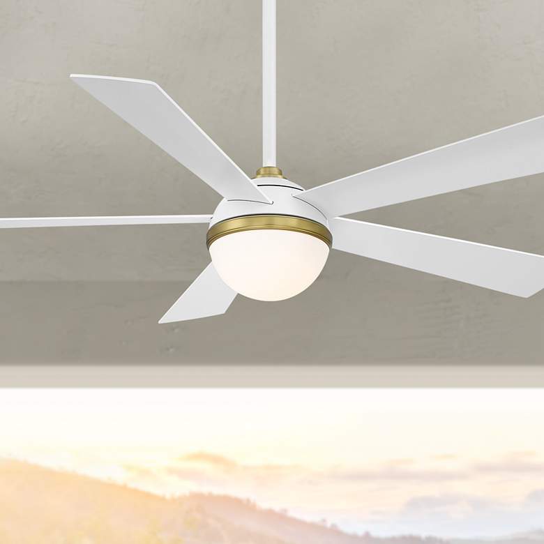 Image 1 54 inch WAC Eclipse Matte White Smart Outdoor LED Ceiling Fan