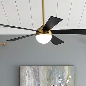Image2 of 54" WAC Eclipse Soft Brass Smart Outdoor LED Ceiling Fan