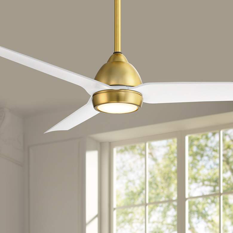 Image 1 54" WAC Mocha Soft Brass Wet LED Smart Ceiling Fan with Remote