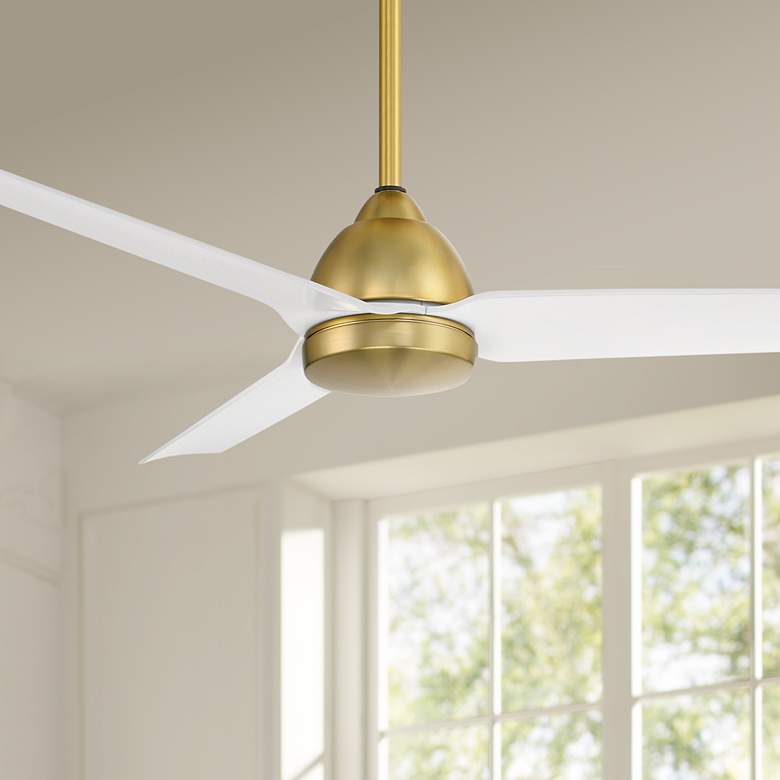 Image 1 54" WAC Mocha Soft Brass Wet Smart Ceiling Fan with Remote