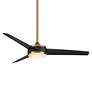 54" WAC Mod Damp Rated LED Black and Brass Smart Control Ceiling Fan