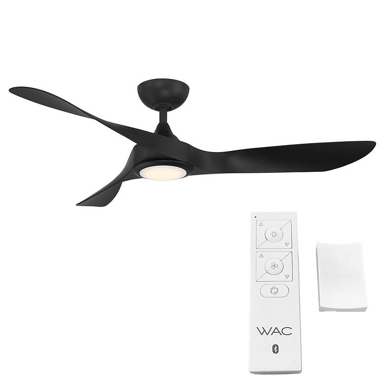 Image 3 54" WAC Swirl Matte Black CCT LED Light Wet Rated Smart Ceiling Fan more views