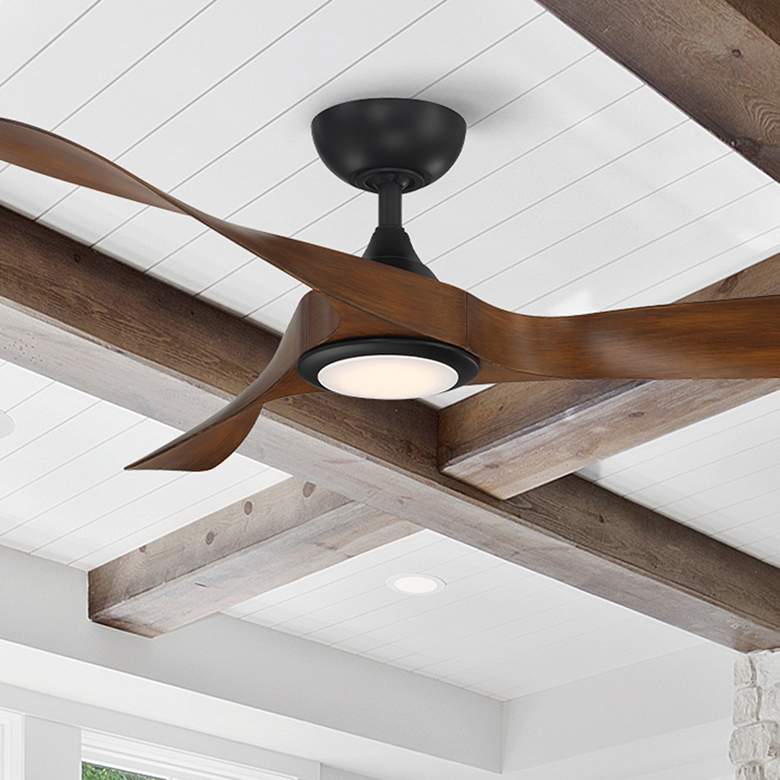 Image 2 54" WAC Swirl Matte Black CCT LED Wet Rated Smart Control Ceiling Fan