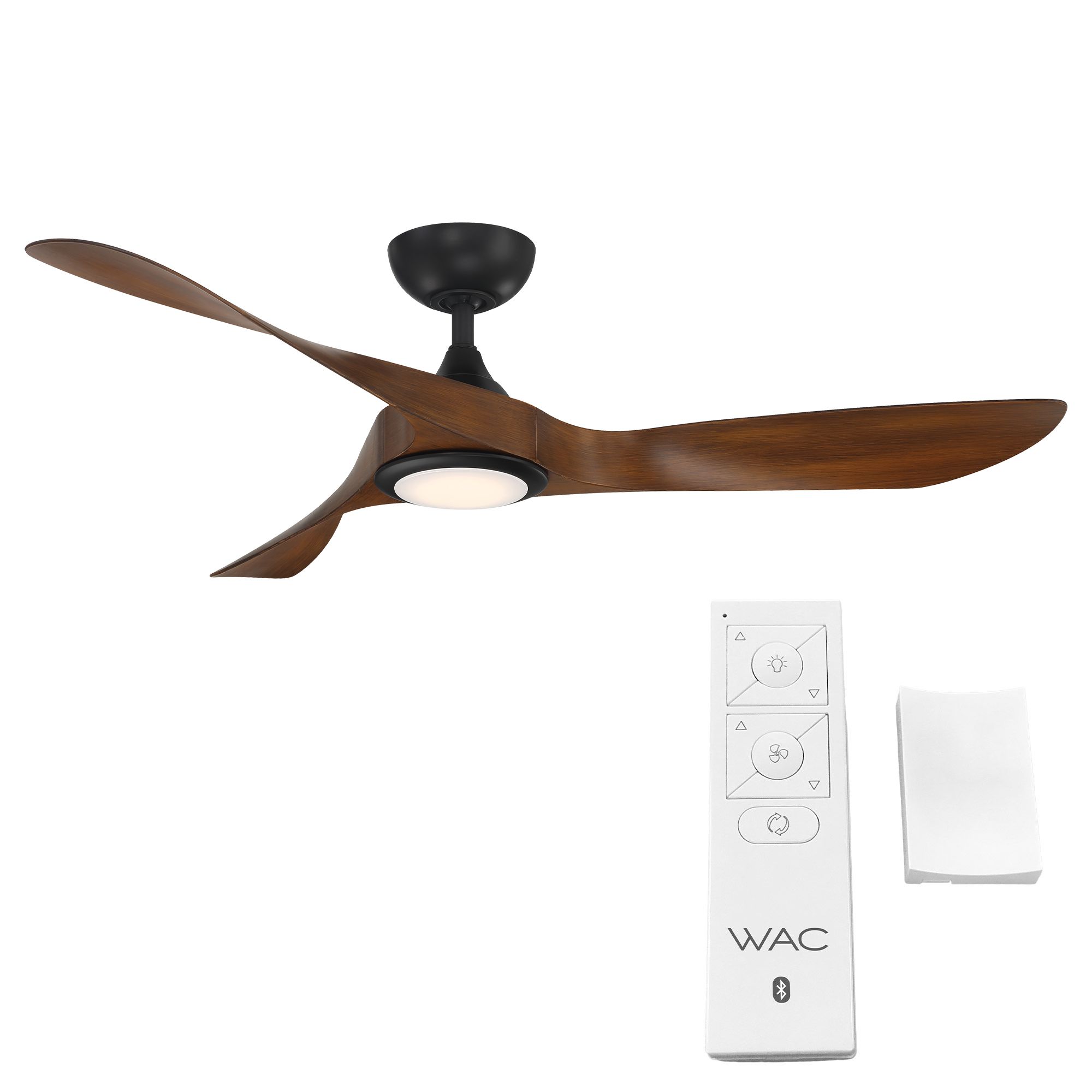 54" WAC Swirl Matte Black LED Wet Rated Smart Ceiling Fan 133X2
