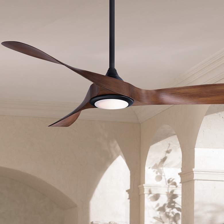 Image 2 54 inch WAC Swirl Matte Black LED Wet Rated Smart Control Ceiling Fan