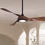 54" WAC Swirl Matte Black LED Wet Rated Smart Control Ceiling Fan in scene