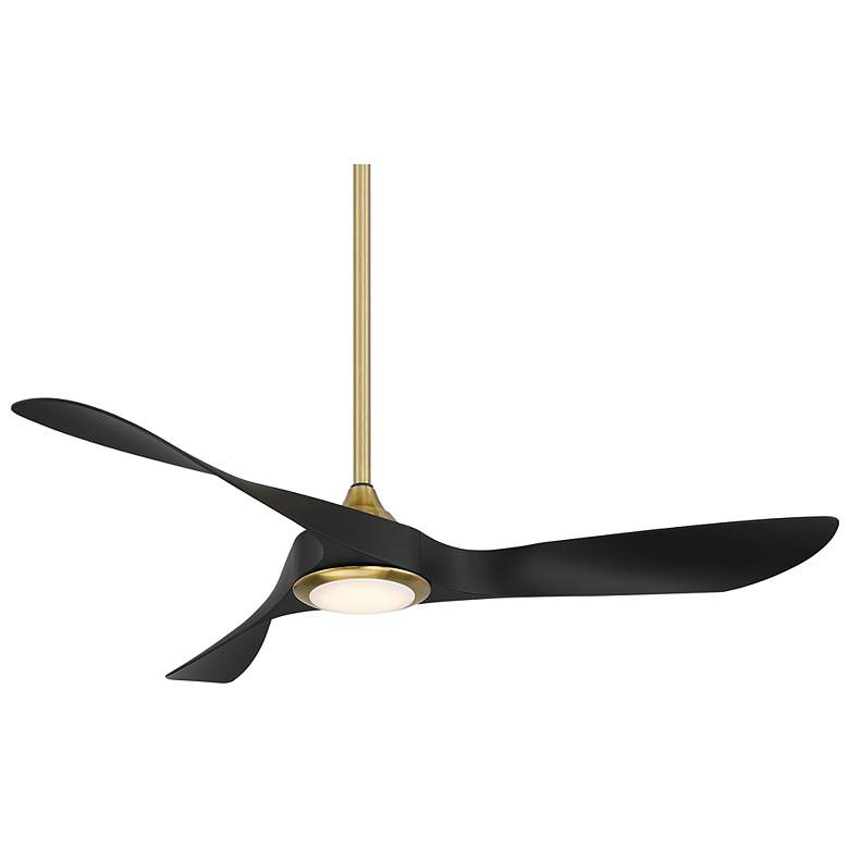 Image 2 54" WAC Swirl Soft Brass and Black CCT LED Wet Rated Smart Ceiling Fan