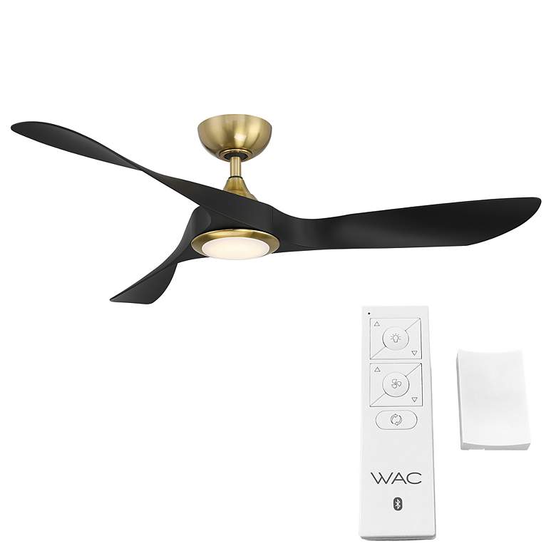 Image 3 54" WAC Swirl Soft Brass and Black CCT LED Wet Rated Smart Ceiling Fan more views