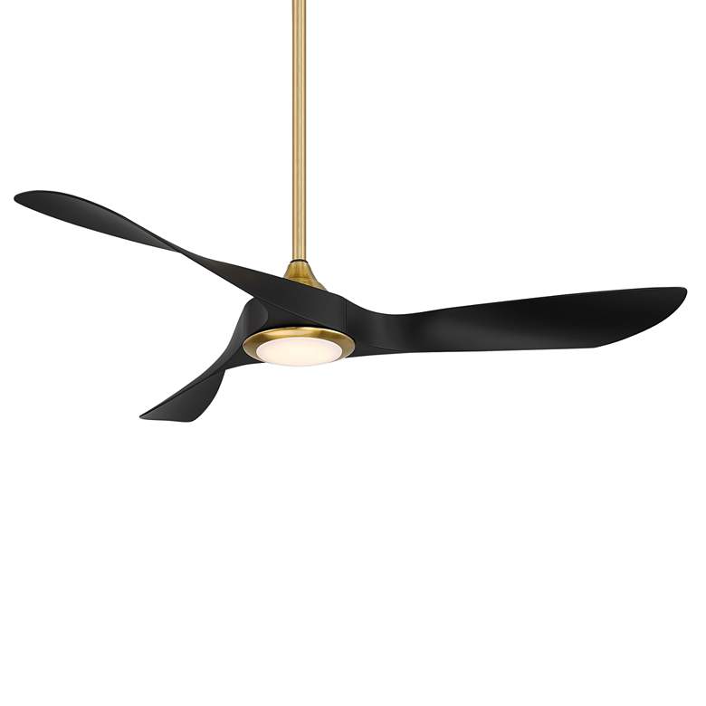 Image 2 54" WAC Swirl Soft Brass and Black LED Wet Rated Smart Ceiling Fan