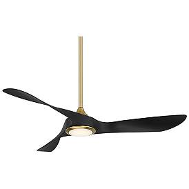 Image2 of 54" WAC Swirl Soft Brass and Black LED Wet Rated Smart Ceiling Fan