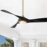 54" WAC Swirl Soft Brass and Black LED Wet Rated Smart Ceiling Fan