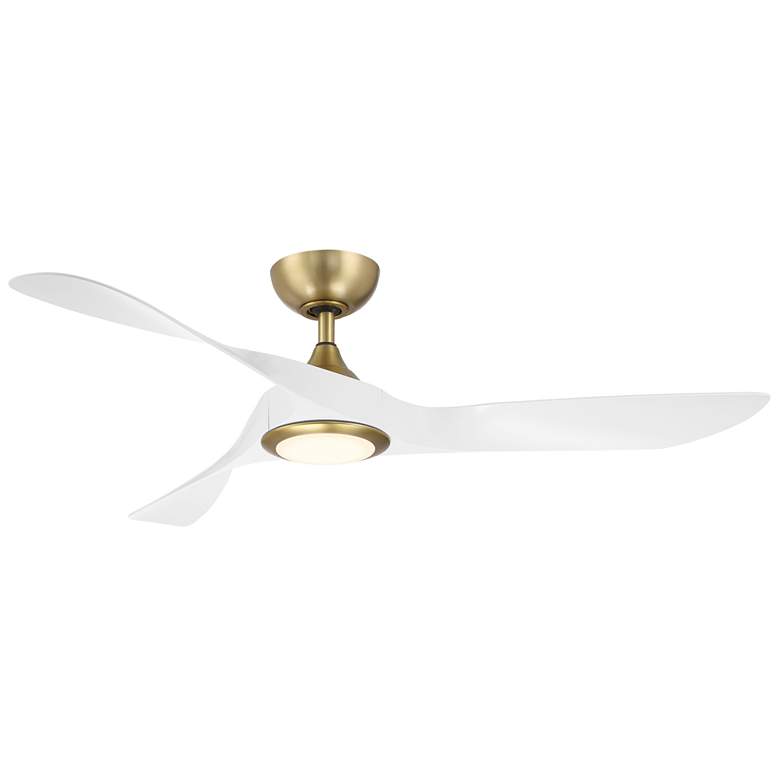 Image 1 54" WAC Swirl Soft Brass LED Light Wet Rated Smart Ceiling Fan