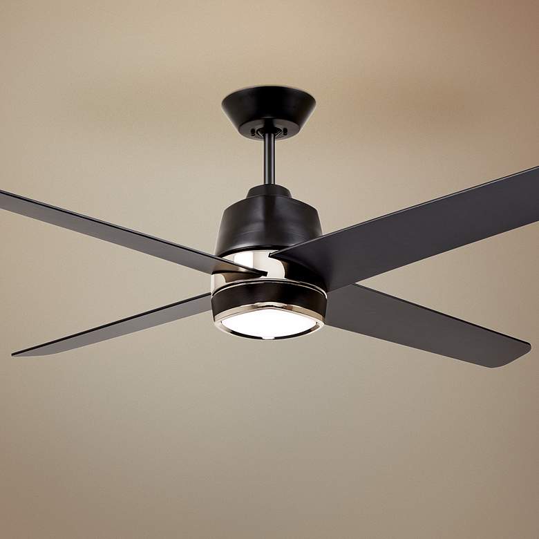 Image 1 54" Zeke BBQ Black and Polished Nickel LED Ceiling Fan