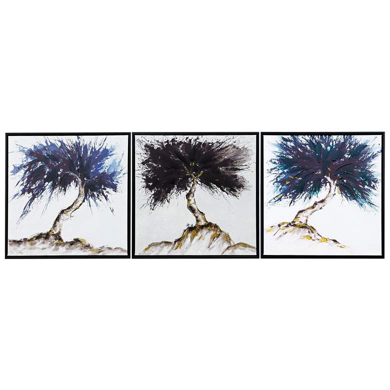 Image 1 54"W x 18"H Trees Art Black Frame Printed Canvas Art - Set of 3