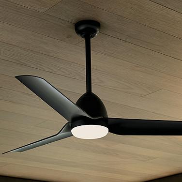 54" Kichler Fit Satin Black LED Outdoor Ceiling Fan with Remote